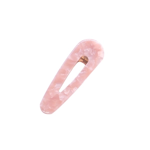 Pink marble acetate waterdrop hair clip with elegant golden metal base clasp