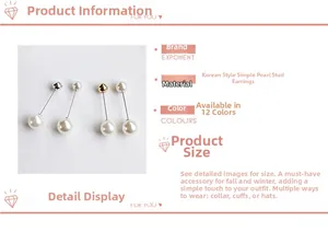 Detail of elegant faux pearl stick pins in gold and silver finish for garment decor