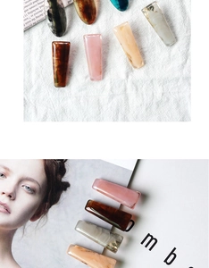 Detail view of colorful trapezoid acetate hair clips with retro marble and tortoiseshell texture