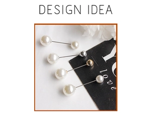 Set of 4 minimalist faux pearl safety pins with gold and silver alloy finish