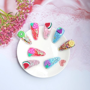 Lot de 8 barrettes à cheveux à paillettes avec motifs de fruits pour fillettes