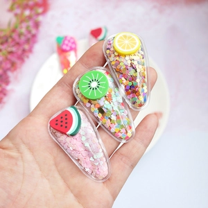 Lot de barrettes à paillettes pour enfants avec motifs citron pastèque et kiwi