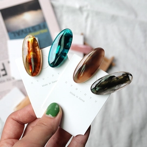Korean Retro Translucent Acrylic Hair Clip For Women Geometric Oval Square Marble Amber Pattern Sweet Hair Barrettes Jewelry