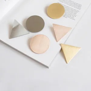 Minimalist Geometric Alloy Brushed Metal Hair Clip Triangle Round Shape Gold Silver Rose Gold Side Clip Women Hair Accessories
