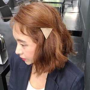 Minimalist matte gold triangle metal hair clip with brushed texture for women