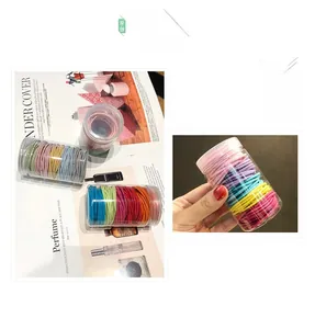Colorful high-elasticity hair ties in clear plastic jars for girls and women