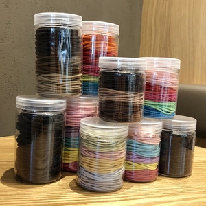Colorful Elastic Hair Ties For Girls Women High Stretch Nylon Hair Bands In Clear Jar Storage Hair Accessories
