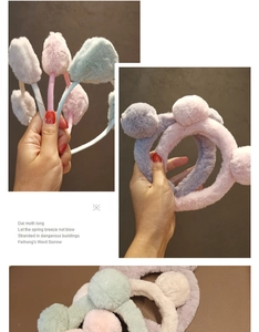 Plüschtier-Haarreif mit Bärenohren in Pastellfarben wie Rosa und Blau aus weichem Material
