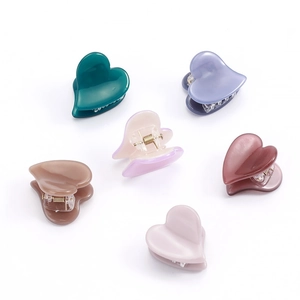 Lot de 6 mini pinces à cheveux en forme de cœur en acétate coloré pour filles