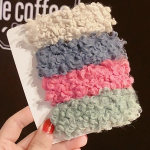 Plush lamb wool BB hair clips set in candy colors including blue, pink and white