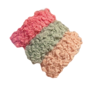 Three-piece set of fluffy sherpa lamb wool geometric hair clips in candy colors