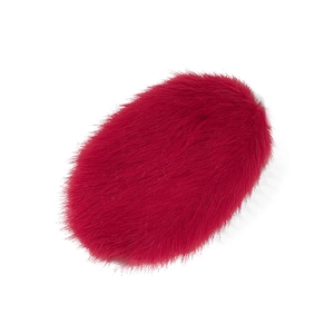 Plush red faux rabbit fur BB hair clip with fluffy oval design for women styling