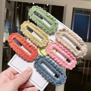 Korean Style Handmade Crochet Knit Hair Clip Colorful Wave Edge Woolen Yarn BB Clip Sweet Girls Side Hairpins Accessories