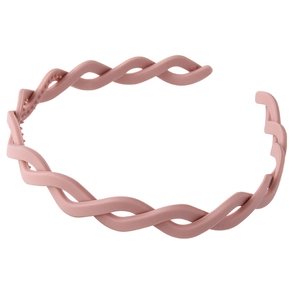 Pink twisted matte headband with non-slip teeth for women in a minimalist sweet style