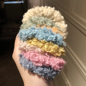 Colorful plush faux fur hair scrunchies set in various pastel colors for women