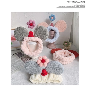Pluche hoofdbanden collectie met grote oren en bloemen in diverse pastelkleuren