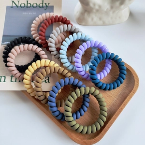 Mattierte Telefonkabel Haargummi Morandi Farben Spurlos Spirale Kunststoff Elastische Pferdeschwanz Halter Haarschmuck