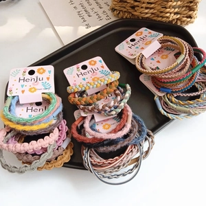 Korean Style High Elasticity Braided Hair Ties For Women Colorful Fabric Scrunchies Sweet Handmade Hair Bands Ponytail Holder