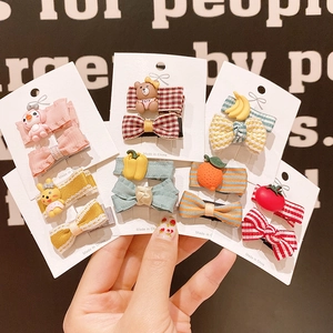 Kids Cute Cartoon Hair Clips Bow Fabric Fruit Animal Pattern Hair Pins Girls Toddler Minimalist Handmade Hair Accessories Gift
