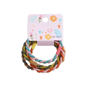 Braided high-elasticity hair bands in various colors on a floral gift card