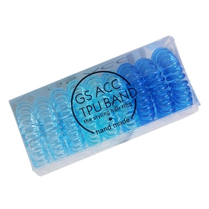 Blue gradient spiral telephone wire hair ring set in a clear TPU storage box for women