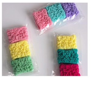 Three-piece set of colorful bubble hair ties with wavy texture and high elasticity
