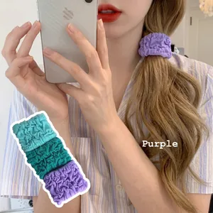 High Elasticity Fabric Pleated Scrunchies Ruched Bubble Hair Ties Set Macaron Solid Color Sweet Hair Accessories For Women