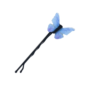 Traumhafte blaue Schmetterling-Haarklammer mit Farbverlauf und schwarzer Metallnadel