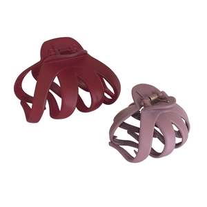 Set of two large matte octopus hair claws in burgundy and grey-purple for elegant updos