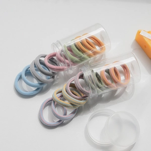 High elasticity colorful seamless hair ties set in clear storage jar for women