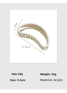 Detailed view of beige acrylic hair claw clip with 9.5cm dimensions and sleek design