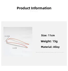 Detailed view of rose gold U-shaped metal hair pin with 11cm length and 3.5cm width dimensions