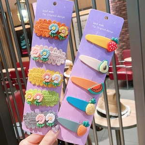 Handmade crochet flower and colorful fruit hair clip set for women and girls
