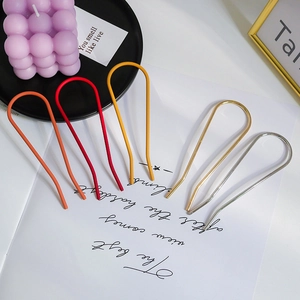 Set of five minimalist U-shaped metal hairpins in matte colors and metallic finishes