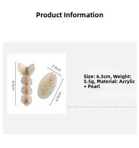Detail view of mermaid tail and pearl hair clips with specific product dimensions