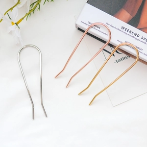 Set of three minimalist U-shaped metal hair pins in gold rose gold and silver finishes