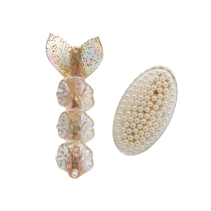 Mermaid tail pearl hair clip set with iridescent finish and elegant white pearl accents