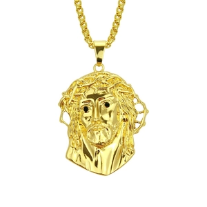 Hip Hop 316 Stainless Steel Gold Plated Jesus Head Pendant Only Without Chain Religious Jewelry For Men Women Accessory