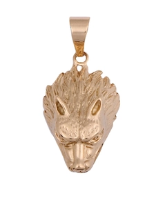 Vintage-Hip-Hop Goldener Wolfskopf-Anhänger aus poliertem Edelstahl für Herren im Retro-Stil