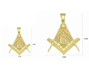 Vintage Masonic Pendant 316L Stainless Steel Gold Plated Freemasonry Square Compasses Letter G Religious Jewelry For Men