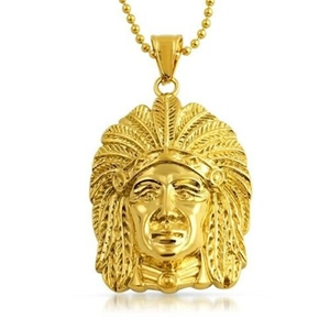 Stainless Steel Indian Chief Head Pendant For Men Women American Hip Hop Jewelry Punk Indian Head Pendant Only Without Chain