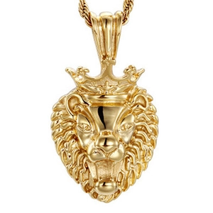 Löwenkopf Anhänger Halskette Mit Krone Vergoldet 316 Edelstahl Hip Hop Schmuck Für Herren Damen Party Streetwear