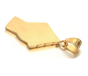 Pendaglio a forma di pugno in acciaio inossidabile dorato stile hip hop spazzolato