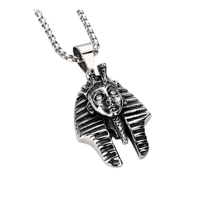 Vintage Egyptian Pharaoh Tutankhamun pendant necklace in retro stainless steel for men