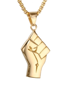 Collana con ciondolo a pugno in acciaio inossidabile dorato con incisione mappa Africa