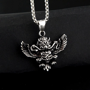 Vintage retro devil and angel titanium steel pendant necklace for men with box chain