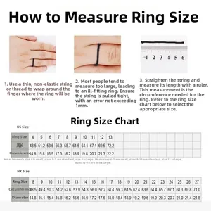 Ring size chart with US and HK standards including circumference and diameter measurements