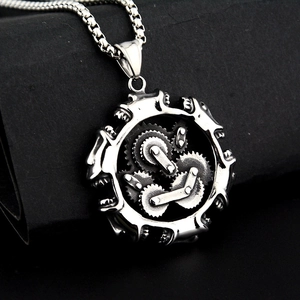 Collier Pendentif Engrenage Mécanique Steampunk en Acier Inoxydable Bijoux Argent Style Industriel Vintage pour Hommes Femmes