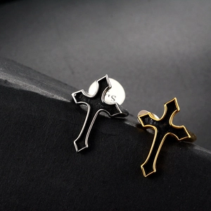 Hip Hop Stainless Steel Cross Ring For Men Punk Gothic Vintage Black Enamel Religious Band Ring For Party Daily Wear Jewelry Gift