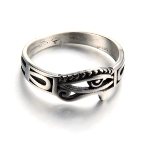 Vintage Stainless Steel Eye Of Horus Ring Punk Hip Hop Hollow Out Ankh Cross Finger Band Jewelry For Men Women Silver